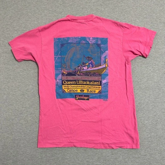 Vintage Hanes Beefy-T Kai Opua Canoe Club Hawaii Shirt Single Stitch Pink XL - Picture 2 of 16
